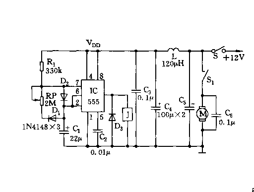 555汽车雨刷自动控制器电路
