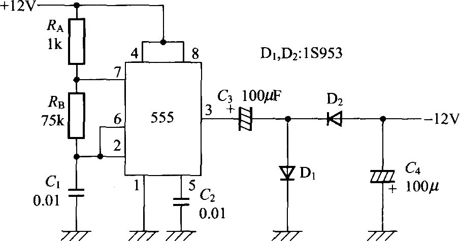 使用Timer IC555的负电压发生电路